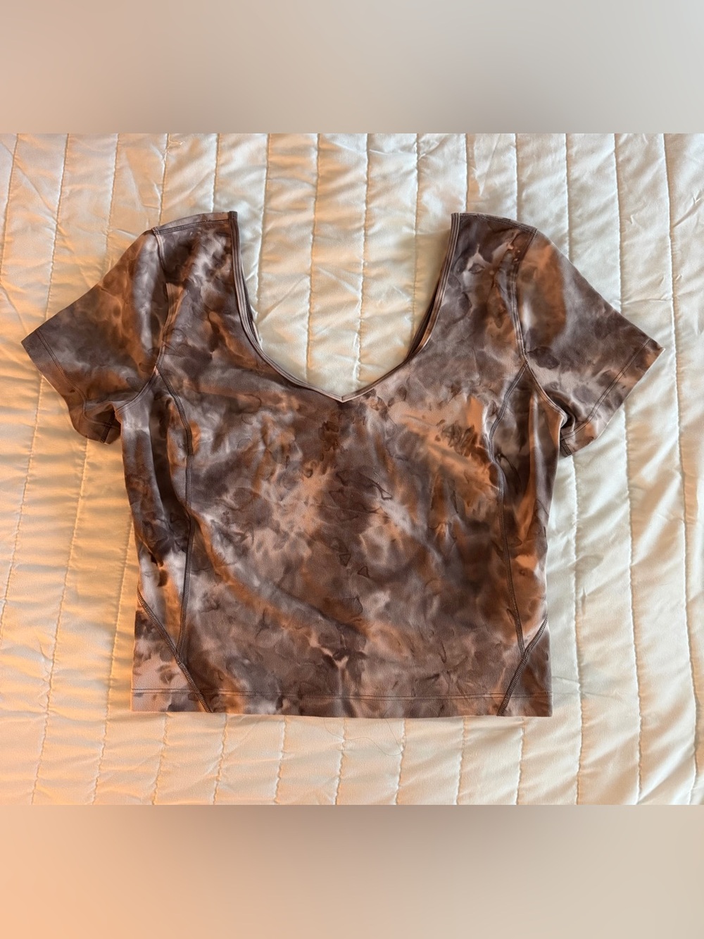 lululemon athletica Brown Tie-Dye V-Neck Crop Top